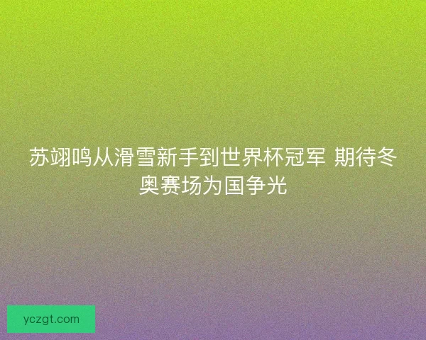 苏翊鸣从滑雪新手到世界杯冠军 期待冬奥赛场为国争光